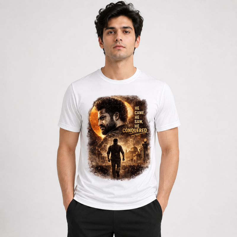 Jr. NTR "Mass Dynamics" Custom Printed White T-Shirt