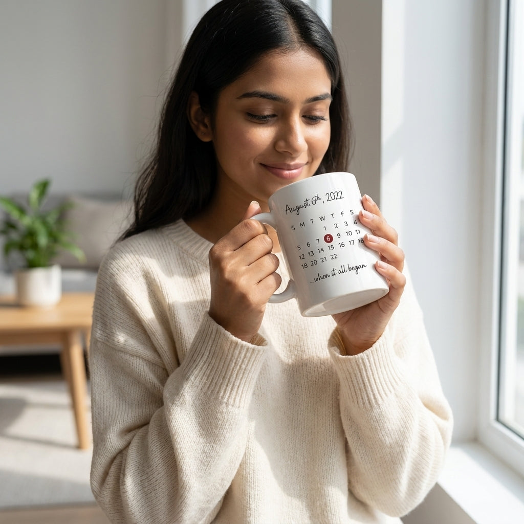Custom Photo Couple Mug with Date & Message – Personalized Love Gift