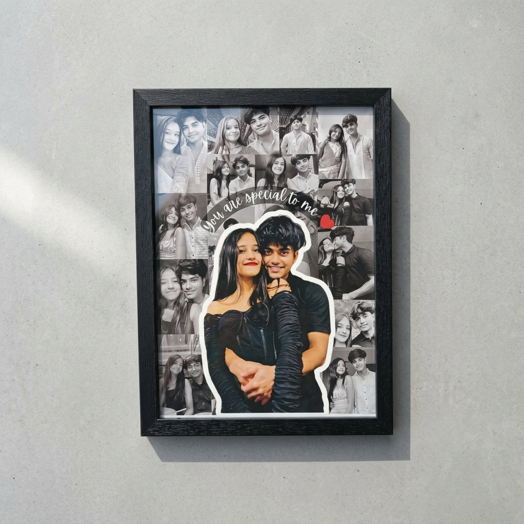 Custom Romantic Photo Collage Frame with Message | Personalized Couple Gift
