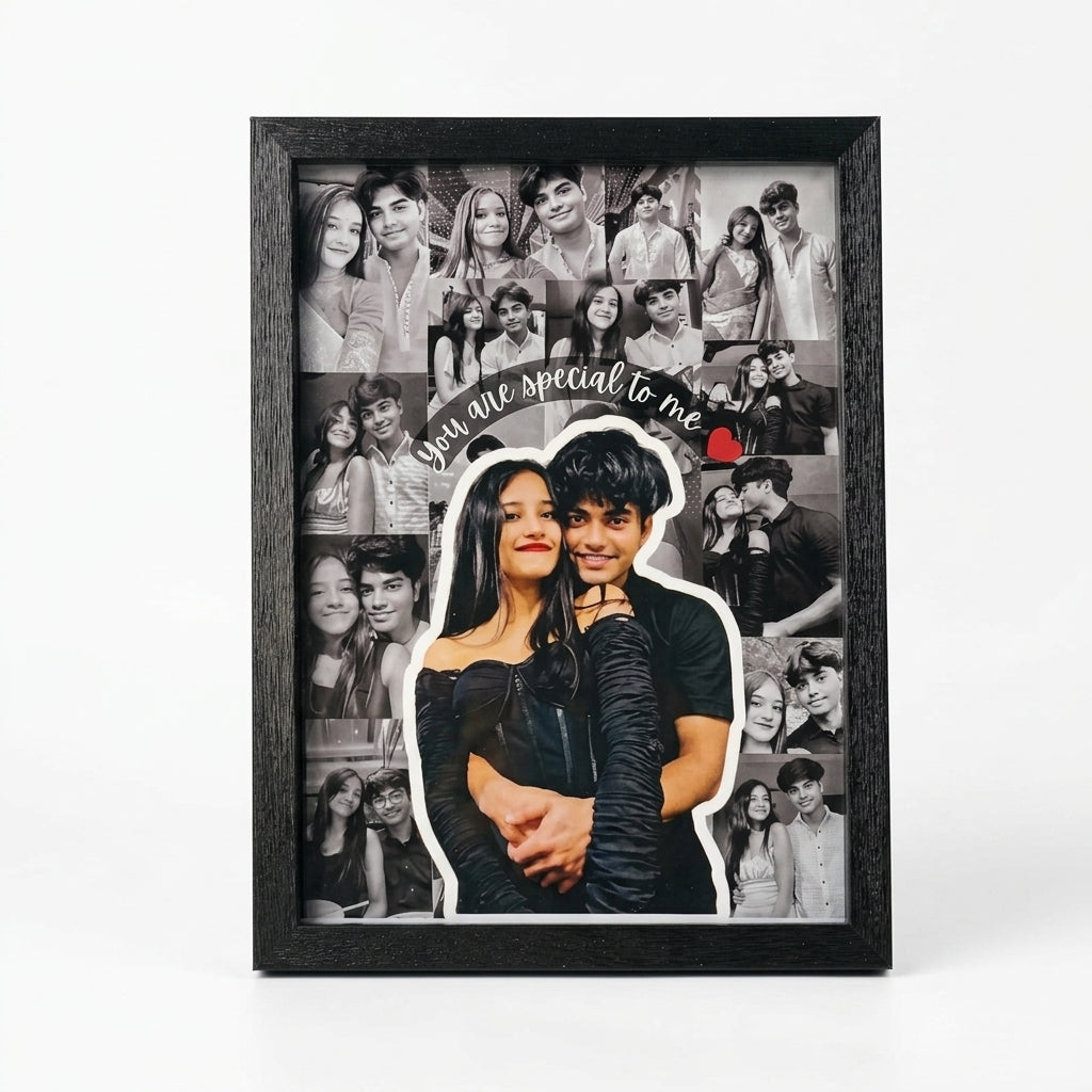 Custom Romantic Photo Collage Frame with Message | Personalized Couple Gift