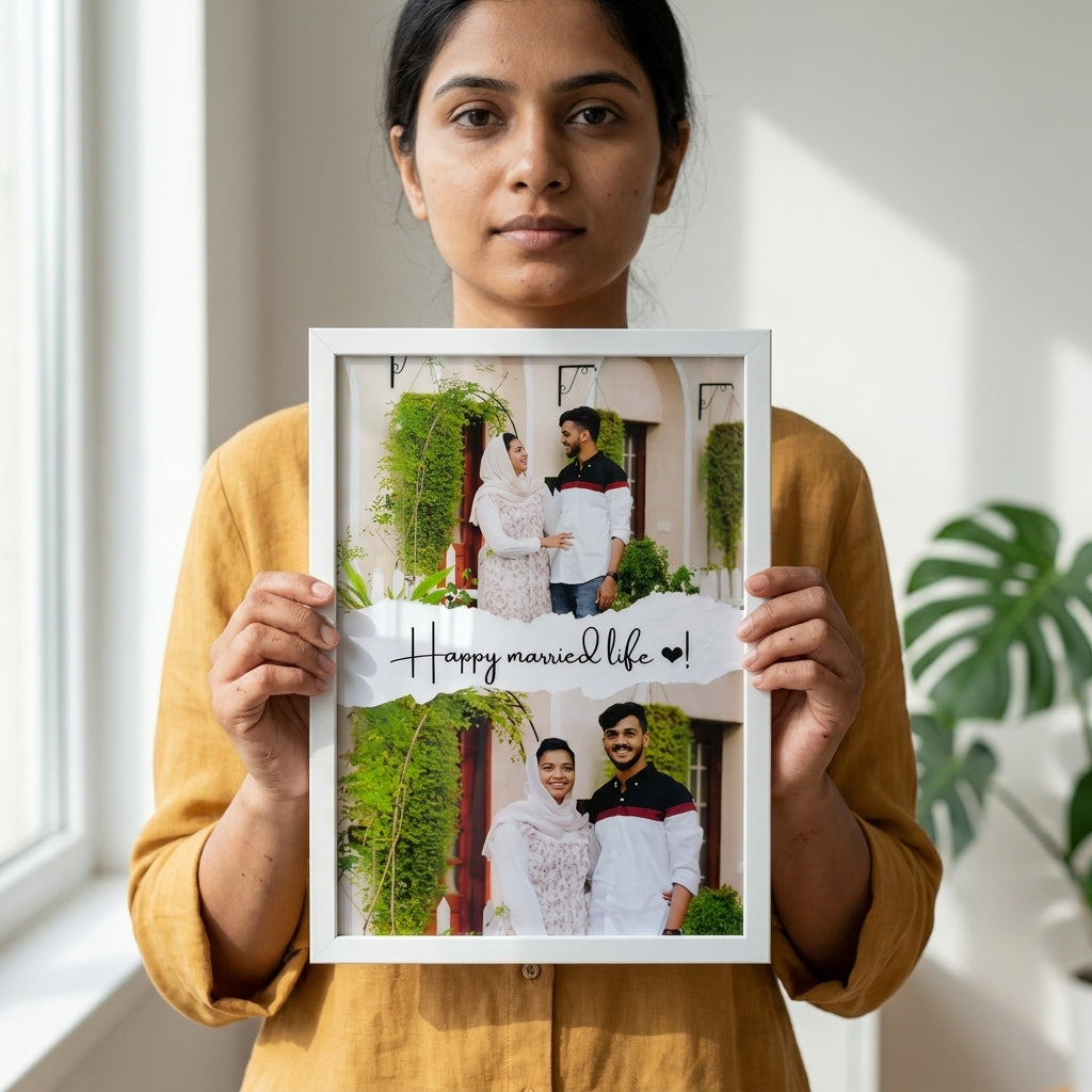Personalized Couple Photo Frame with Custom Message | Romantic Gift Frame