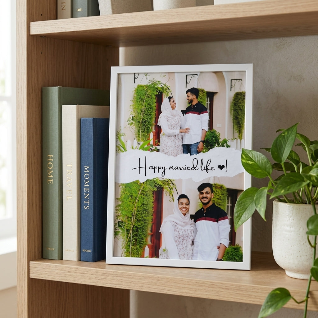 Personalized Couple Photo Frame with Custom Message | Romantic Gift Frame