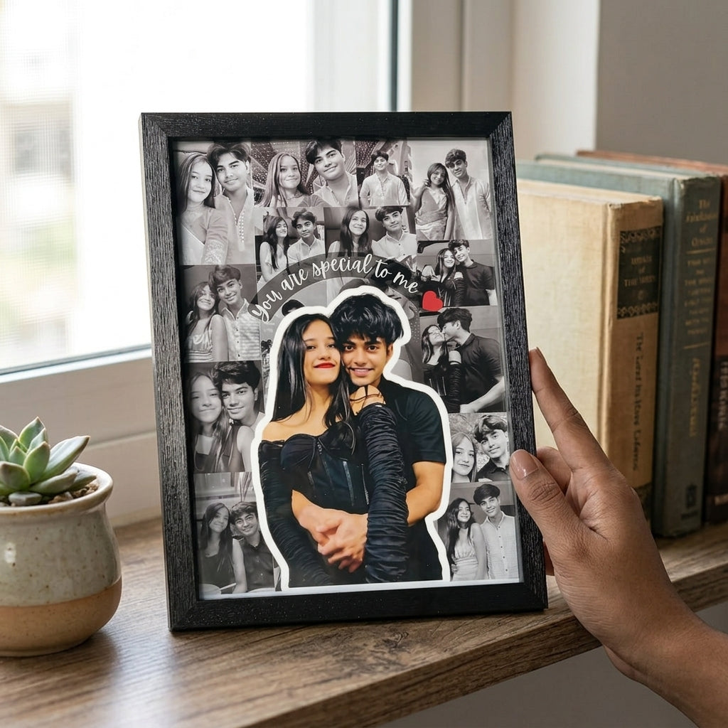 Custom Romantic Photo Collage Frame with Message | Personalized Couple Gift